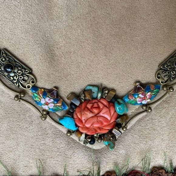 Mary Frances suede embroidered Asian motif clutch - Picture 2 of 9